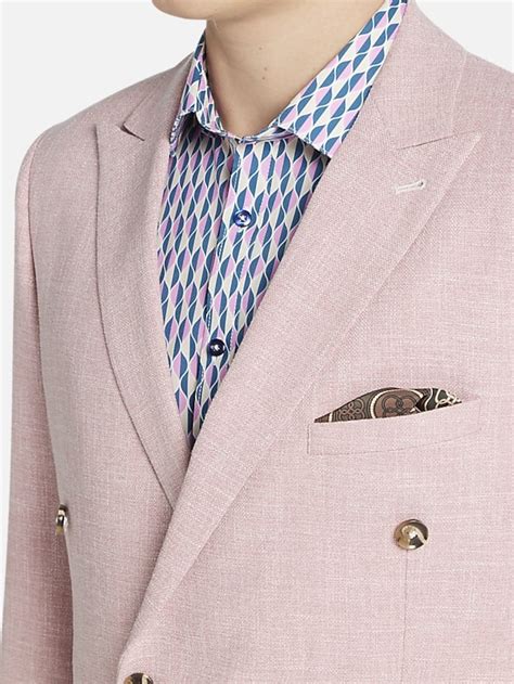 Paisley And Gray Double Breasted Slim Fit Suit Separates Jacket Suit