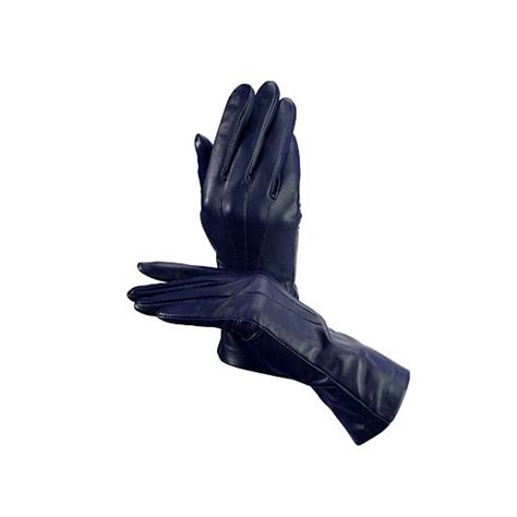 Womens Cashmere Lined Leather Gloves In Navy Leather Gloves Gloves