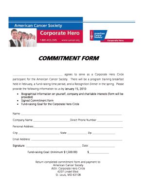 Fillable Online COMMITMENT FORM COMMITMENT FORM Fax Email Print PdfFiller