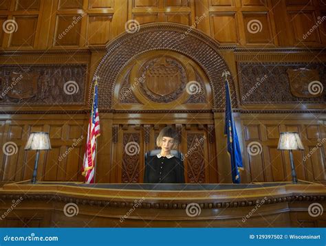 Female Woman Judge Law Courtroom Stock Photo Image Of Guilty Bench