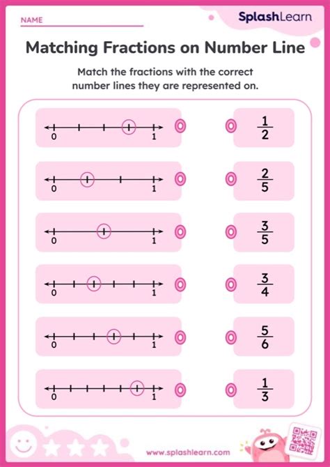 Match The Fractions On The Number Line Worksheet