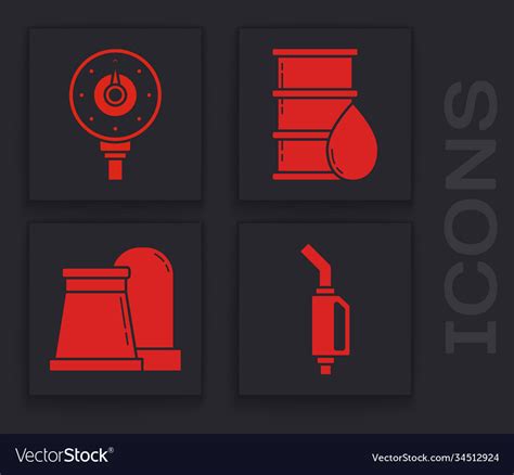 Set gasoline pump nozzle motor gas gauge barrel Vector Image