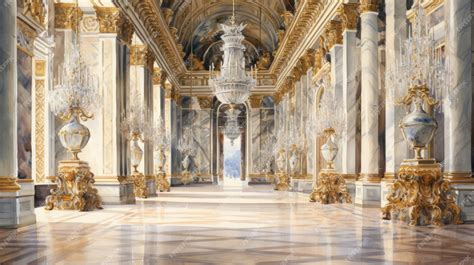 Premium AI Image | Palace of Versailles interior watercolor