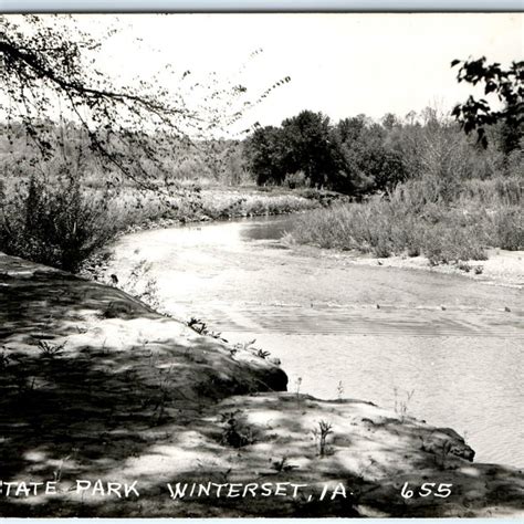 C1950s Winterset Ia Rppc Pammel State Park Real Photo River Dam