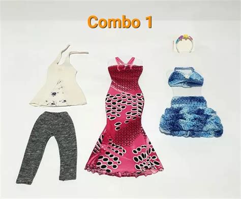 Ropa Para Mu Eca Barbi Artesanal Combo Pollera Con Top Y En Venta En