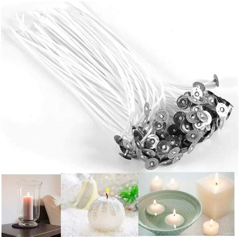 Candle Wicks 100 Piece 6inch Low Smoke Soy Wax For Making Votive Container And Pillar Candles