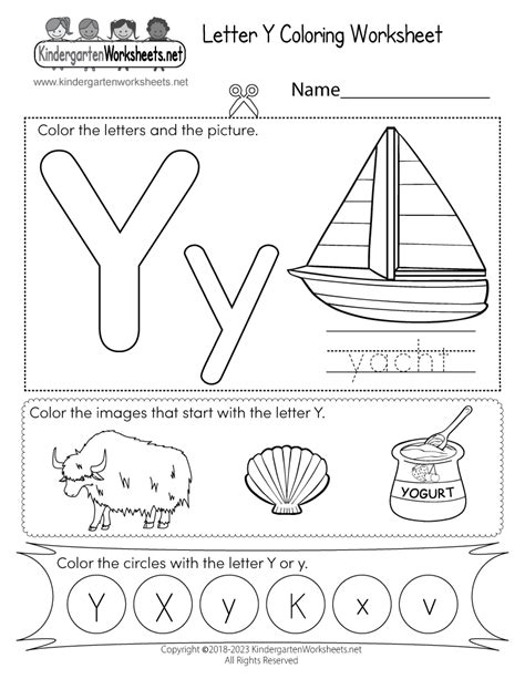 Free Printable Letter Y Coloring Worksheet