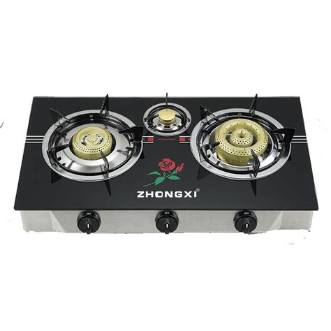 Home Kitchen High Quality Tempered Glass Top Three Burner Portable Gas Stove With Automatic