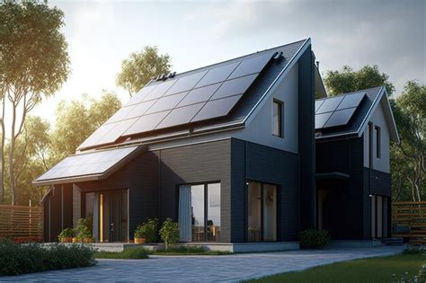 Premium Photo | Newly constructed homes with solar panels ecofriendly ...