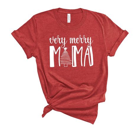 Very Merry Mama Christmas Shirt For Mom Merry Christmas T Etsy