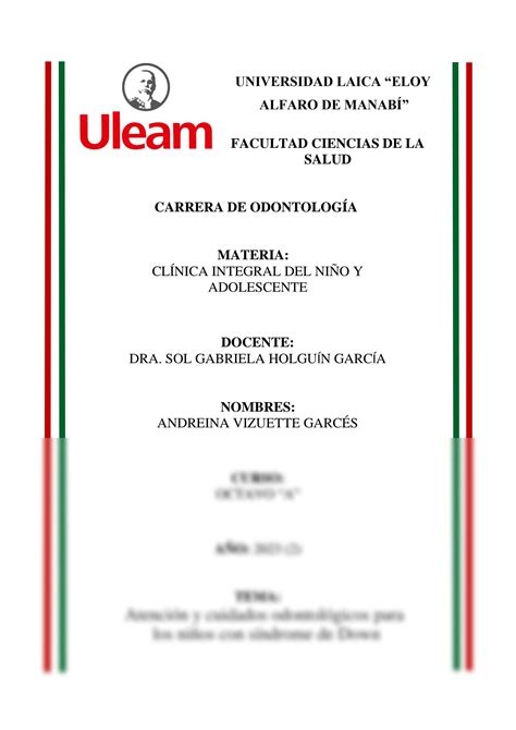 SOLUTION Atenci N Y Cuidados Odontol Gicos Para Los Ni Os Con S Ndrome