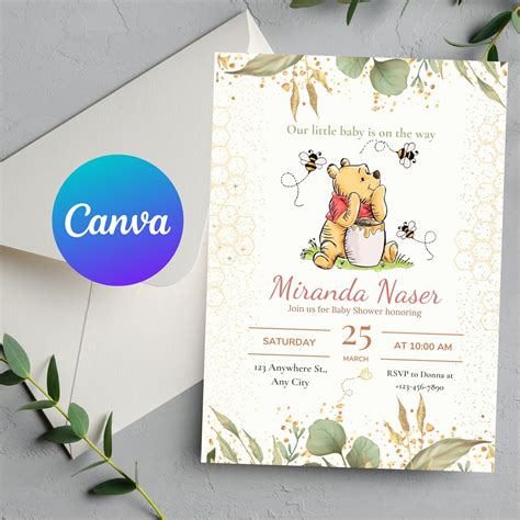 Plantilla De Invitaci N De Baby Shower De Winnie The Pooh Invitaci N