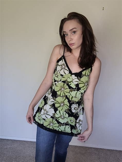 Y2K Green Floral Cami Top Y2K Green Floral Lingerie Gem