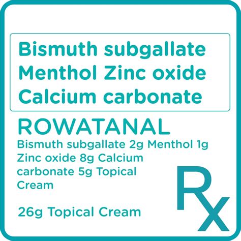 Rowatanal Bismuth Subgallate Menthol Zinc Oxide Calcium