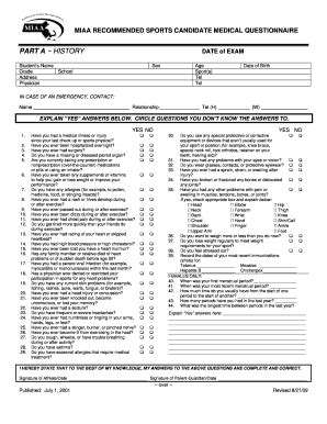 Sport Medical Questionnaire Complete With Ease Airslate Signnow