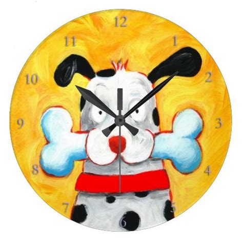 Happy Dog Art Large Clock Happy Dog Art Dog Art Art