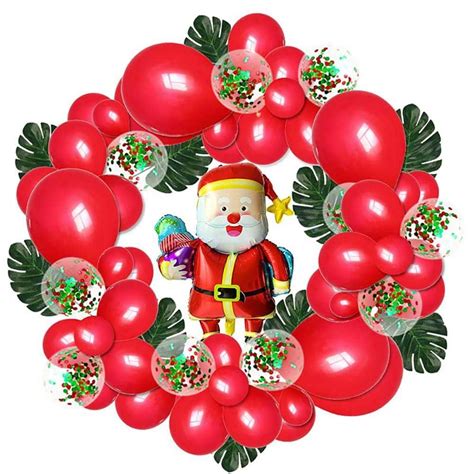 Christmas Balloons Wreath Christmas Santa Elk Balloons Garland Leaf