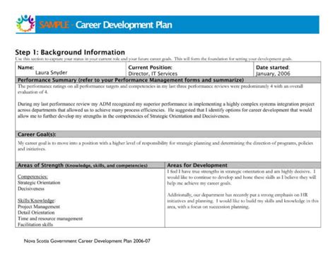 Career Development Plan Template For Your Needs