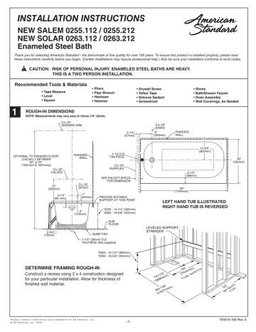 American Standard 0263112 021 New Solar 60 Inch By 30 Inch Integral