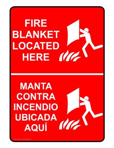 Buy Fire Blanket Located Here English Spanish Sign 10x7 In Plastic