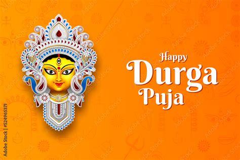 happy durga puja festival banner design in yellow background with ...