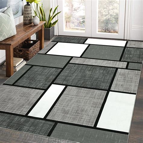 GlowSol 5 X7 Area Rug Modern Boxes Area Rug Geometric Rug Soft