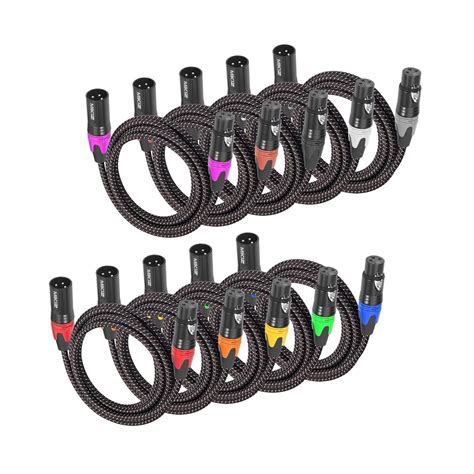 Mikiz Xlr Microphone Cables Ft Color Coded Pack Male To Female New