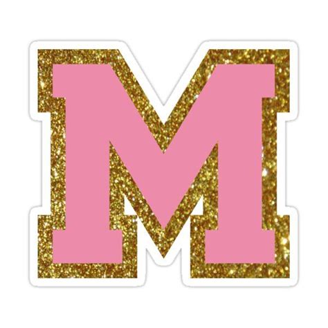 Gold And Pink Varsity Letter M Sticker By Byleahwithlove Artofit