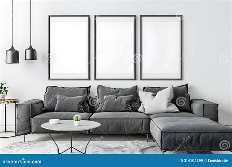 Modern Living Room with Classic Gray Color Palette Stock Image - Image ...