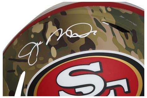 Joe Montana Signed San Francisco 49ers Authentic Camo Speed Helmet Bas