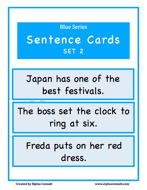 Blue Series Sentence Cards Set 2 Laminated