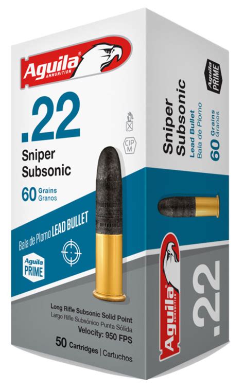 Aguila 1b220112 Sniper Subsonic 22 Lr 60 Gr Lead Solid Point 50 Bx20 Cs White Birch Armory