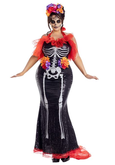 Plus Size Glamour Muerta Day Of The Dead Women S Costume