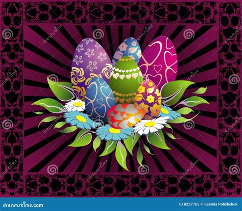 Easter Card With Eggs Stock Vector Illustration Of Flowers