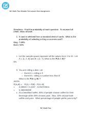 Module Six Lesson One Pathway Three Assignment Doc NC Math Two Module