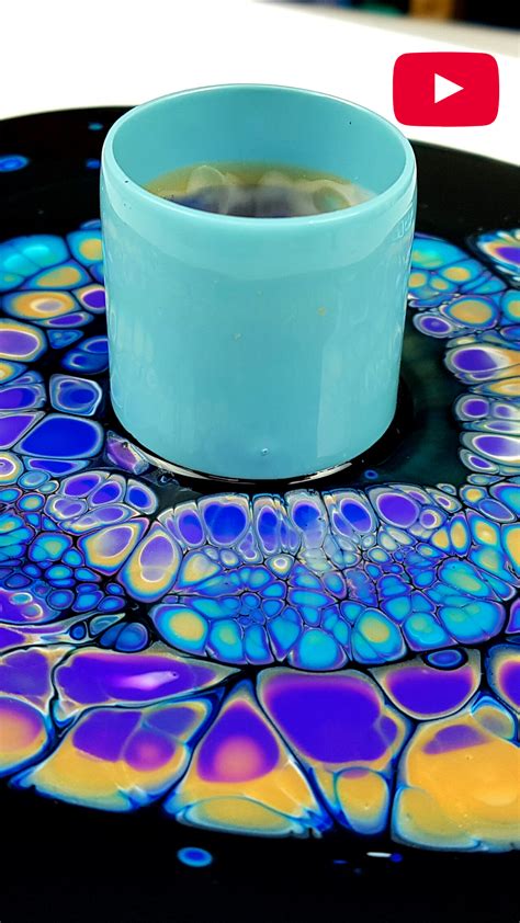 Pouring Cells With Open Cup Technique Acrylic Pouring Tutorial By