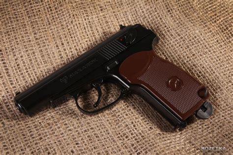 Пистолет Макарова пневмат ПМ подвижный затвор + 5 баллонов + 500 шт ...