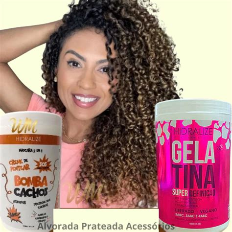 Gelatina Com Creme De Cabelo - kit Gelatina Capilar + Creme de Pentear Bomba de Cachos Super Definição ...