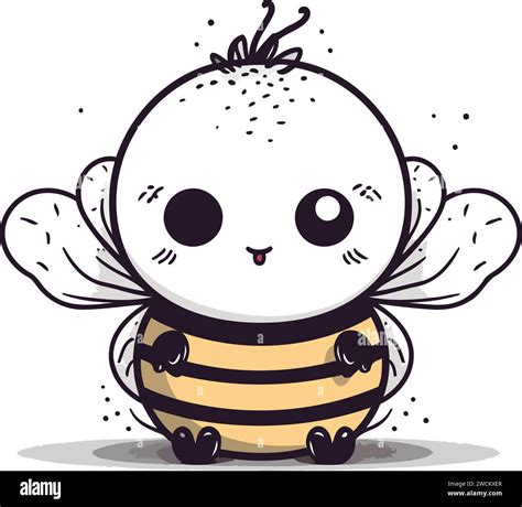 Cute Bee Cartoon Vector Illustration Graphic Design Doodle Hand Drawn