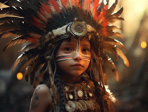 Premium Photo Young Kids Indian Tribe Native American Portrait Ai