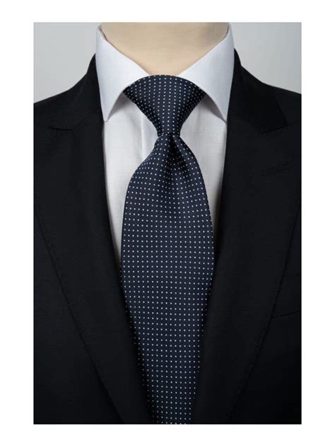 Navy Blue Tie With White Polka Dot Patterns Assorted Pocket