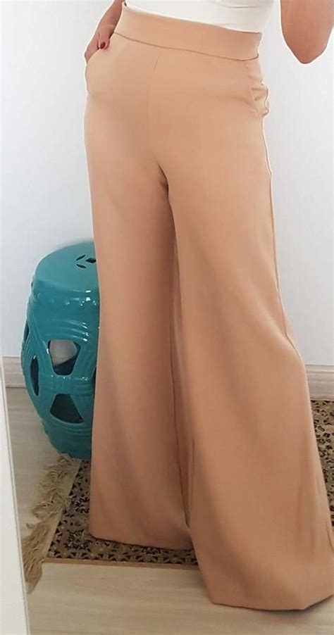 Calça Pantalona Cintura Alta Nude Feel the Look