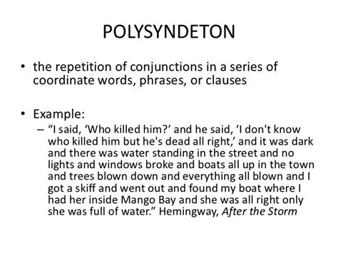 Polysyndeton #Hemingway | Words, Perfect word, Conjunctions