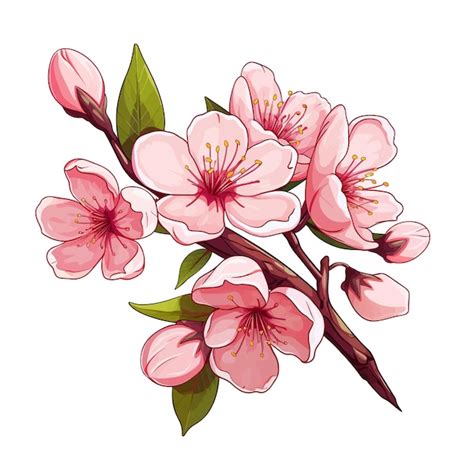 Kirschblüten aquarell vektor cliparts weißer hintergrund Premium Vektor