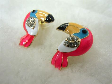 Boucles D Oreilles Pin Up Oiseaux Toucans Multicolores