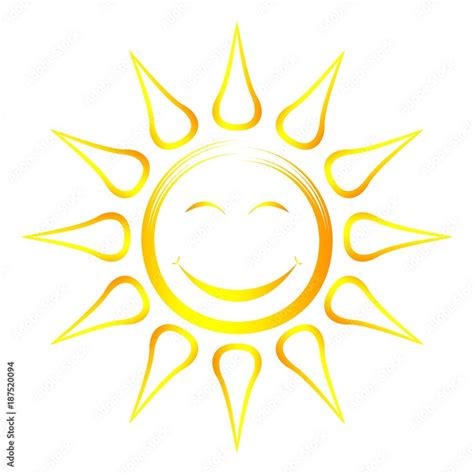 Sonne und Sonnenstrahlen als Vektor, Cartoon und smiley auf einem ...