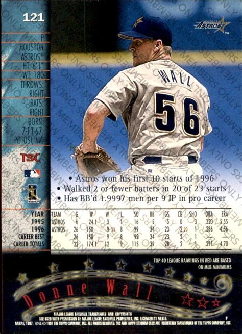 1997 Stadium Club MEMBERS ONLY PARALLEL 121 Donne Wall HOUSTON ASTROS