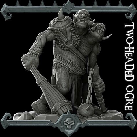 Two Headed Ogre Ettin Wargaming Miniatures Monster Rocket Pig Games Dandd