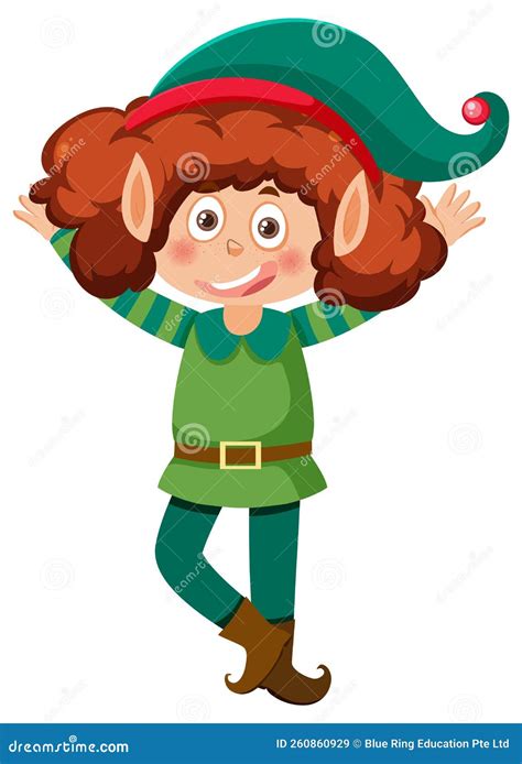 Christmas Elf Girl Cartoon Character Stock Vector Illustration Of