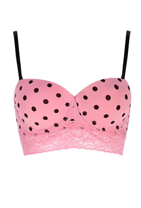 Forever 21 Polka Dot Corset Bra In Pink Pink Black Lyst